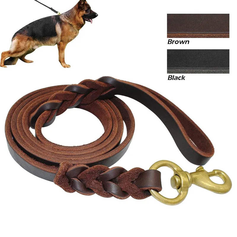 

Braided Leather Dog Leash Pet Walking Training Leash Lead For Medium Large Dogs German Shepherd Gift Dog Training Clicker