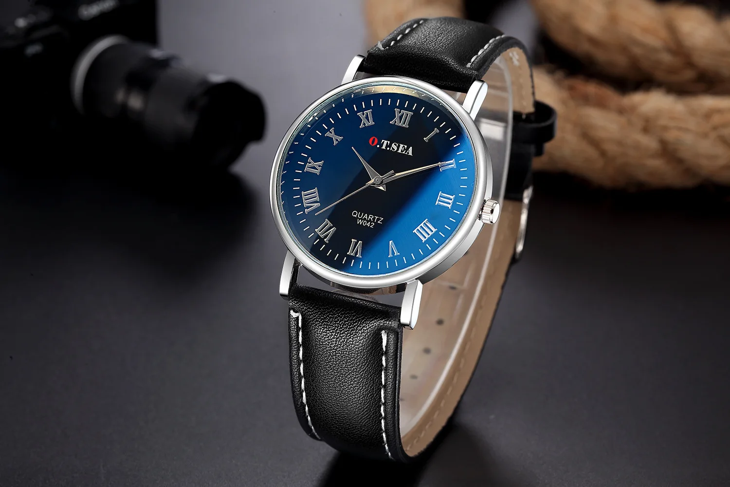 Модные мужские кварцевые часы с хронографом спортивные синим стеклом лучший