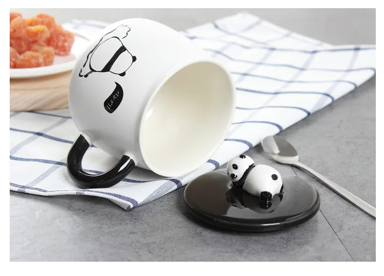 Креативная керамическая забавная объемная кружка покрытая китайской пандой