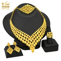 new african gold plated jewelry water drop wedding necklace earrings bracelet ring sets bridal dubai luxury nigerians jewelries