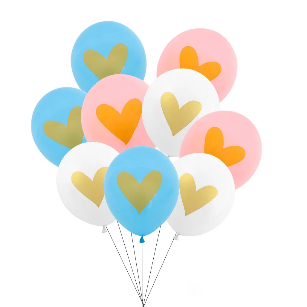 

5/10pcs 10inch Heart Printed Latex Balloons Gold Pattern for Birthday Party Wedding Decoration Kid Baby Shower Boy Girl Supplies