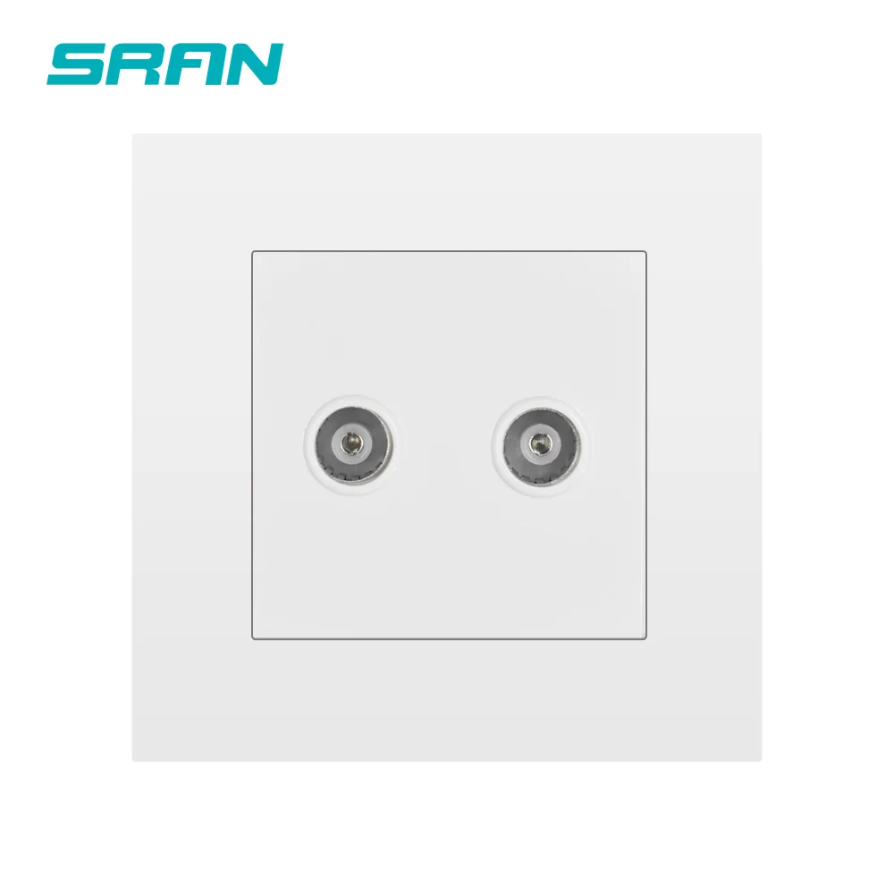 Настенная двойная ТВ розетка SRAN белая/черная/Золотая/серая/Серебристая ПК панель