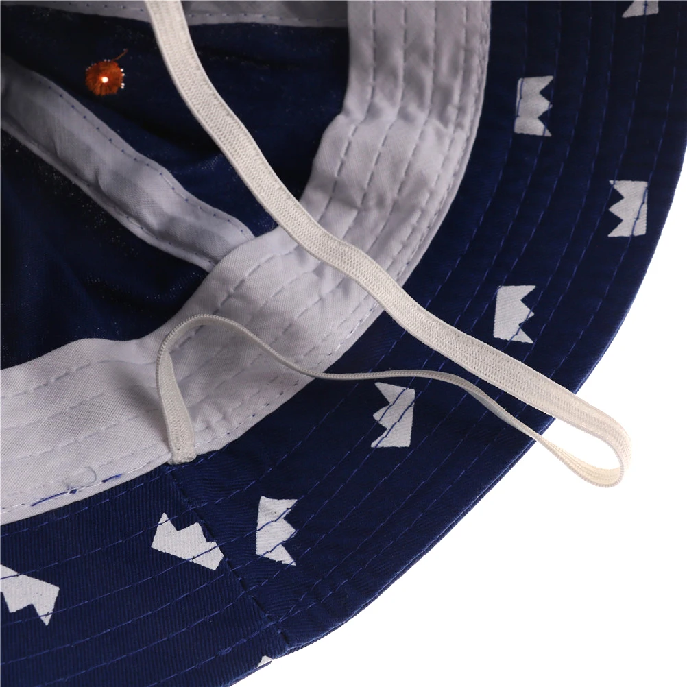 

Summer Baby Bucket Hat Toddler Infant Cotton Sun Hats Outdoor Children Girls Boys Crown Pattern Cap Blue