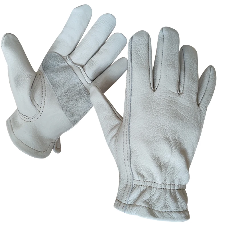 

White Genuine Leather Gloves First Layer Cowhide Comfortable Full Finger Gloves Outdoor Work Gloves NR232