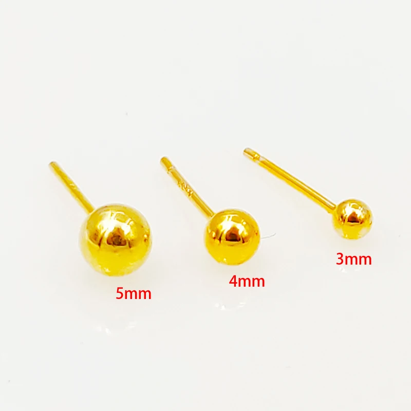 gold ball stud Набор из 3 пар сережек из стерлингового серебра 925 пробы 2 мм 3 мм 4 мм серебряные крошечные сережки - Окраска металла: gold ball stud