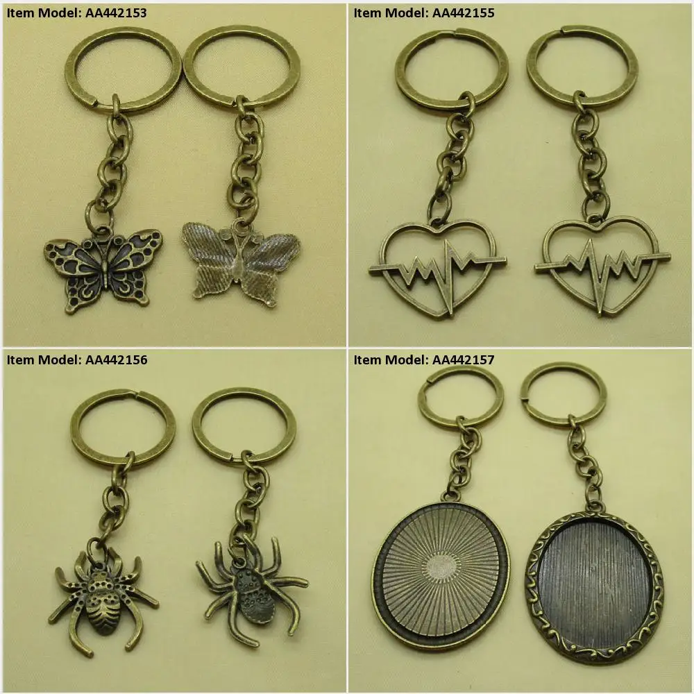 Брелок для ключей бабочка биение сердца паук овальные заготовки под кабошон
