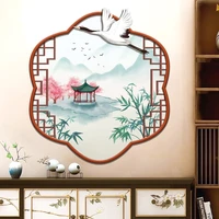 chinese 3d stereo landscape painting wall sticker flying birds self adhesive wallpaper home living room decoration aesthetic