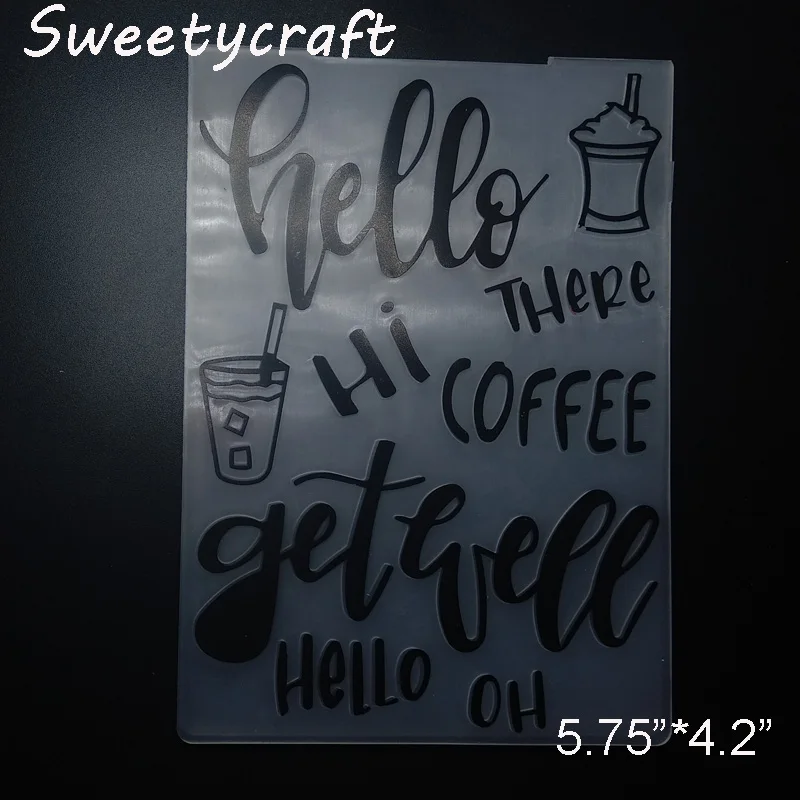 Ремесленный шаблон Hello Coffee пластиковая папка для тиснения с надписью сделай