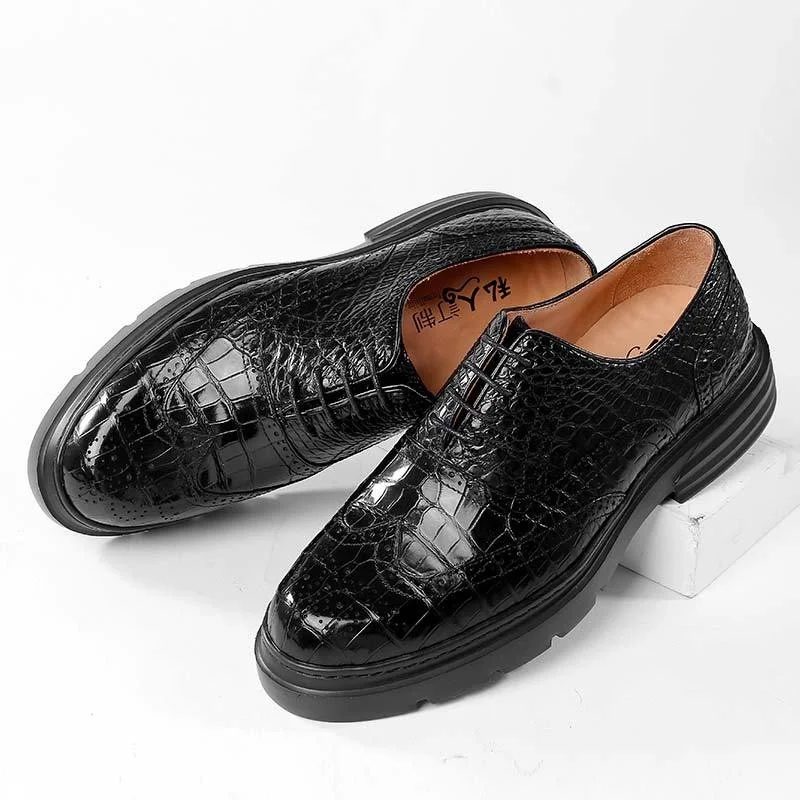 casual luxury high quality dress designer italian shoes for men formal fashion crocodile leather business carved breathable free global shipping