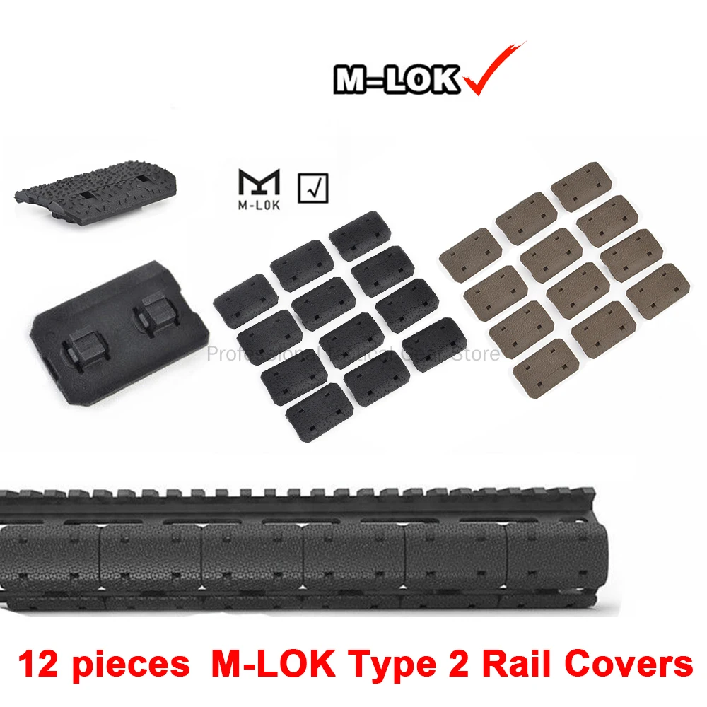 

Чехлы на рельсы для страйкбола, 12 шт./компл., для тактического крепления типа 2 m-lok, для охотничьего рельса MLOK, аксессуары для AEG
