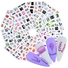 Наклейки для ногтей с буквами, цветами, растениями, лицевыми узорами, инструментами для гель-лака, маникюрные слайдеры, DIY 3D украшения для ногтей