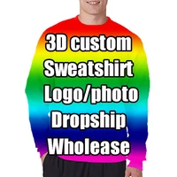 wholesale clothing lot sublimate custom long sleeve printing sweatshirt 3d pettern design men clothing dropshipping diy colorful