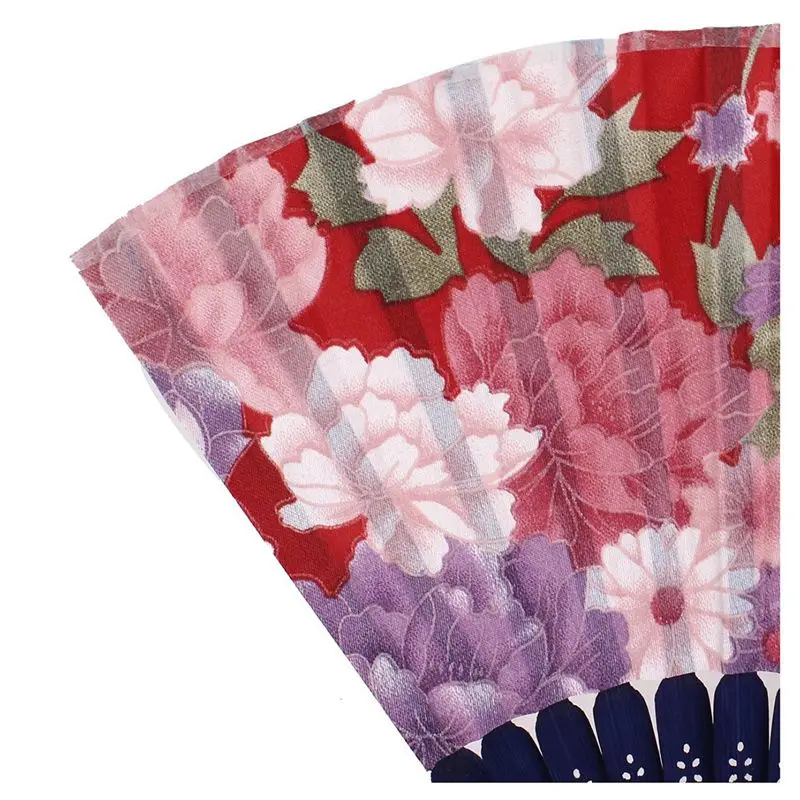Chinese Style Floral Pattern Summer Folding Hand Fan Red Pink Blue Green |