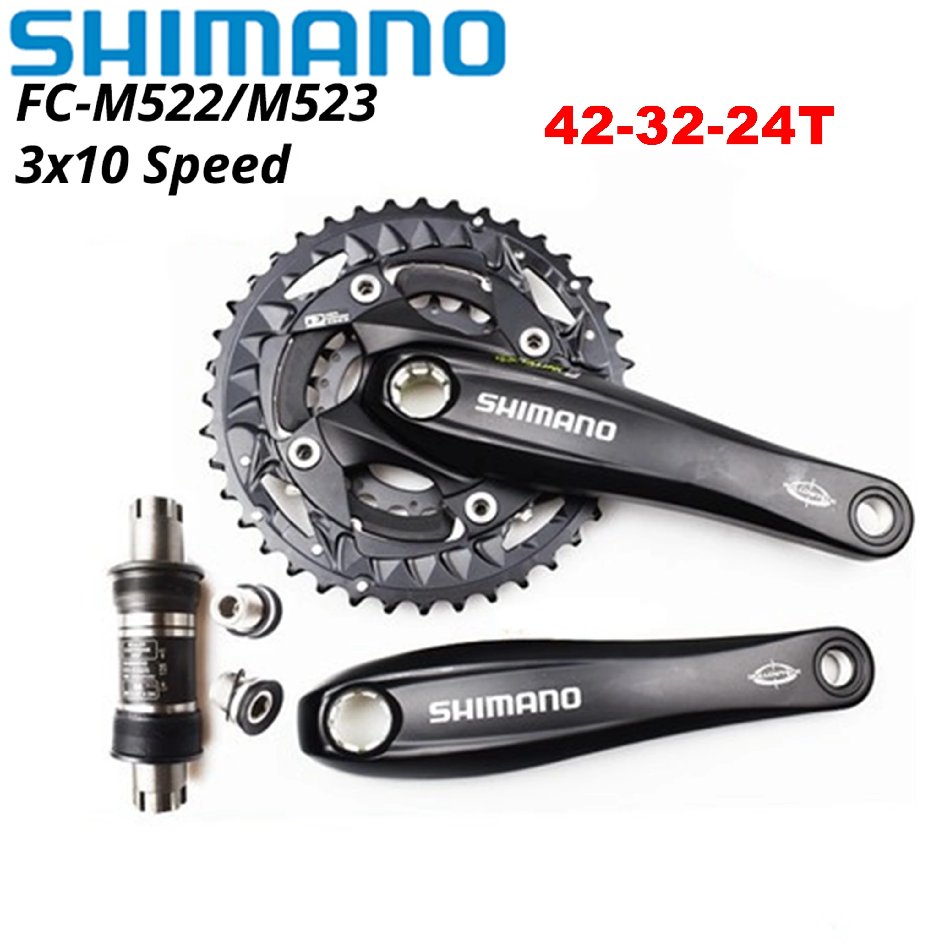 Shimano FC M522 M523 Кривошип горного велосипеда 10S 30 speed hollowtech кривошипная система 175 мм 42