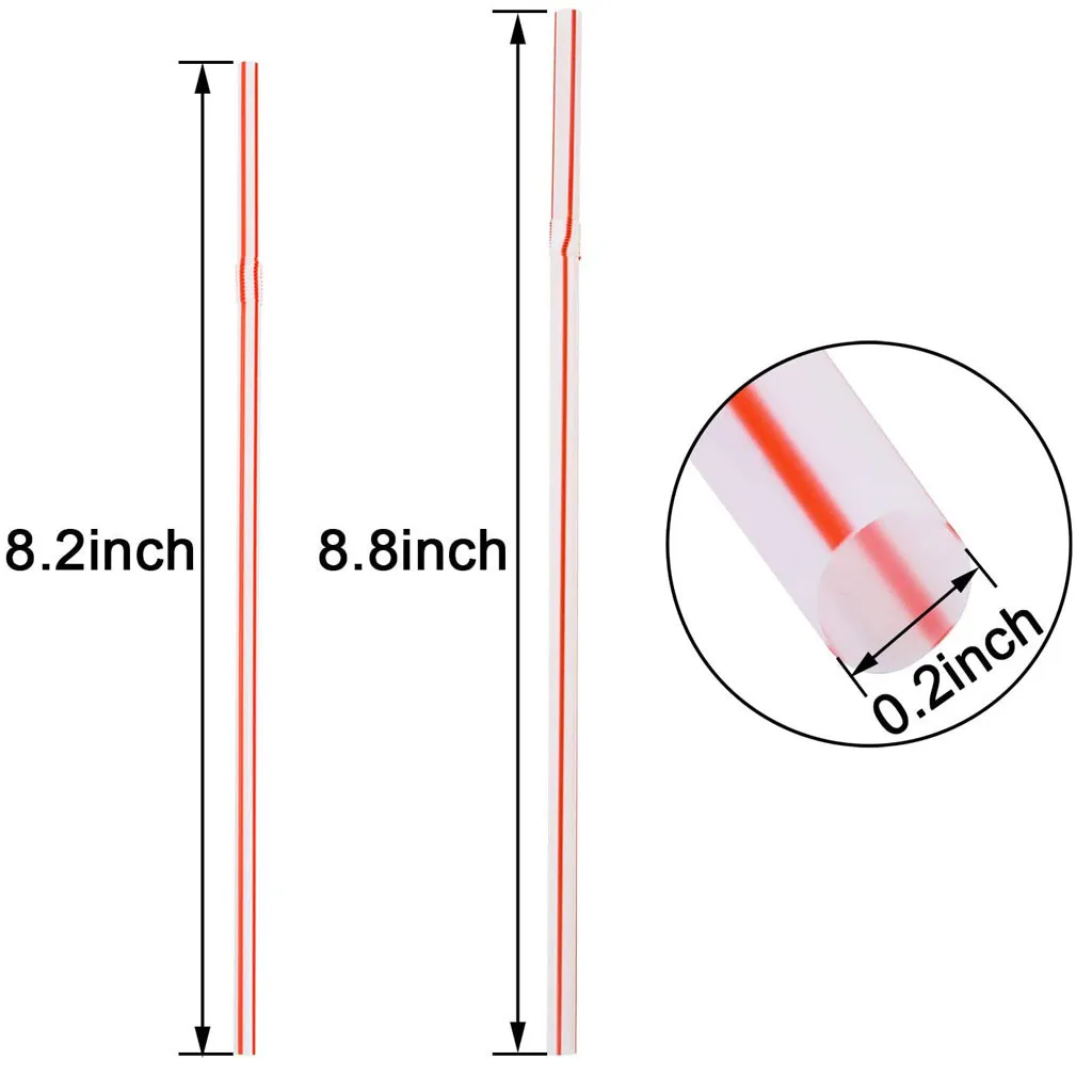 Радужные соломинки 8 дюймов длинные пластиковые для напитков полосатые гибкие