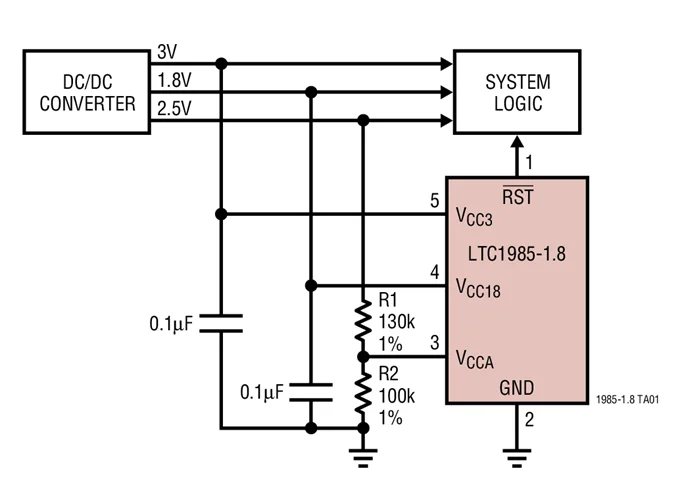 LTC1985ES5-1.8 LTC1985 - Micropower Precision Triple Supply Monitor with Push-Pull Reset Output in a 5-Lead SOT-23 Package | Электронные
