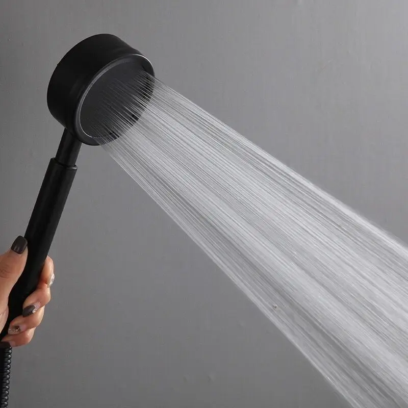 

304 Stainless Steel Water-saving Shower Nozzle Pressurized Household Shower Rain Head Set Black Pressurized Shower Head Bathroom