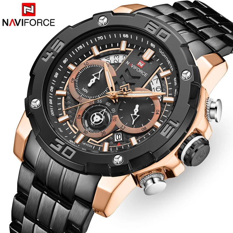 NAVIFORCE мужские часы Топ Роскошные брендовые новые модные из нержавеющей стали