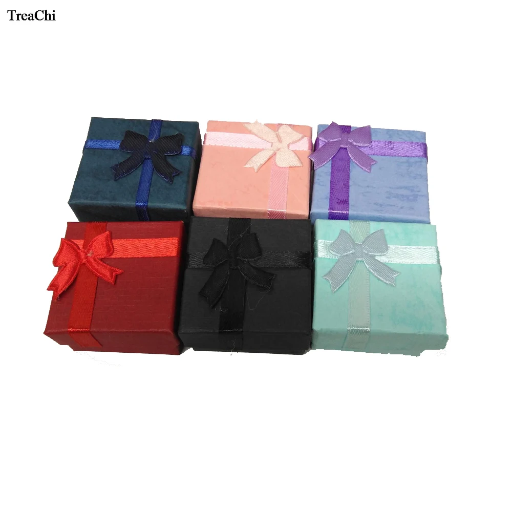 Коробка для колец, 8 цветов, бумажная, 48 шт./лот, коробка для колец, сережек, обручальных колец, Подарочный держатель, упаковка, 4*4*3 см
