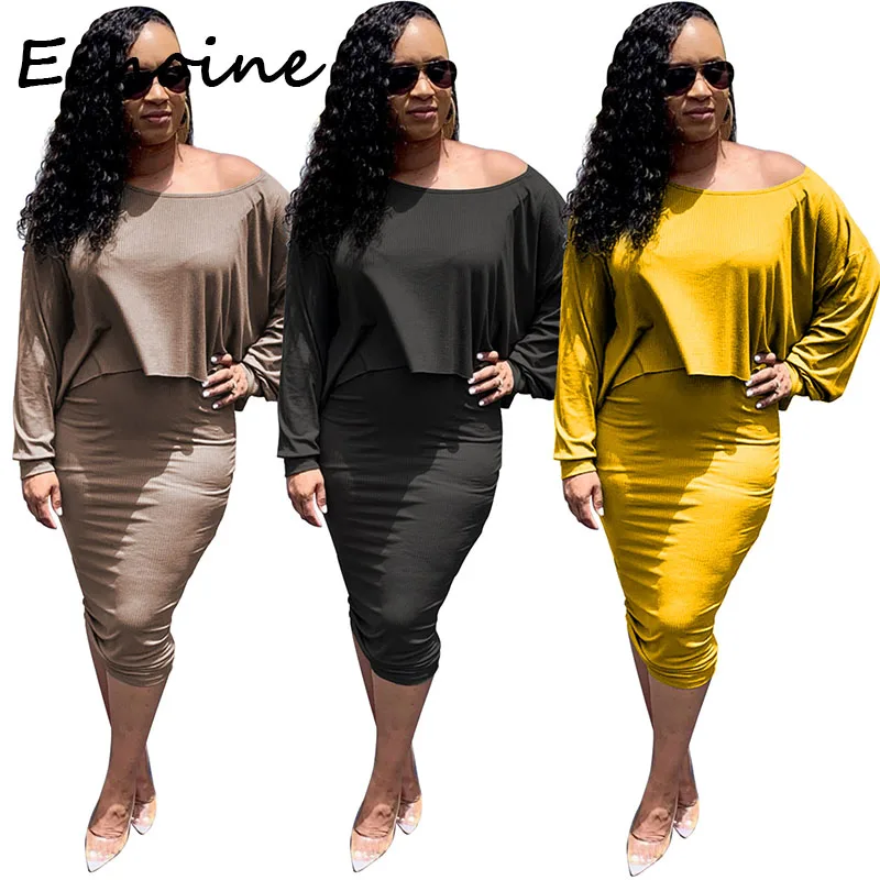 Повседневный Женский комплект с юбкой из двух предметов однотонная Сексуальная