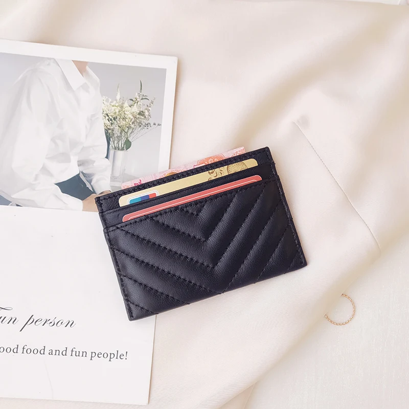 

New Sheepskin Leather Function 3Bits Card Case Business Card Holder Women Credit Passport CardBag ID Passport Card Wallet DH50KB