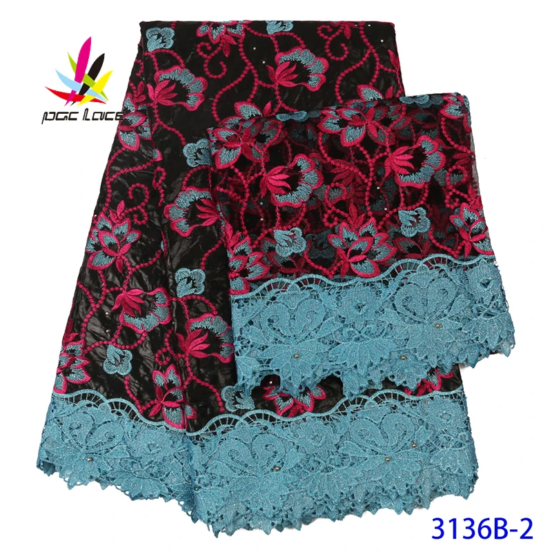 

High Quality Swiss Cotton Voile Lace Austria Wax Stone Cord Side Jacquard Brocade Black Guipure Chemical Black Fabric Quality