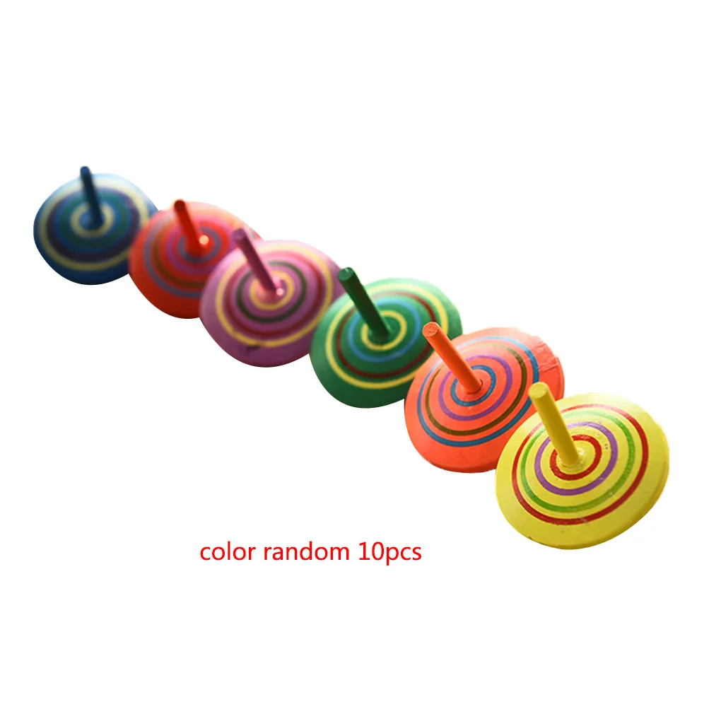 

10pcs Color Random Children Wooden Gyro Desktop Decompression Toys Kindergarten Promotion Gifts