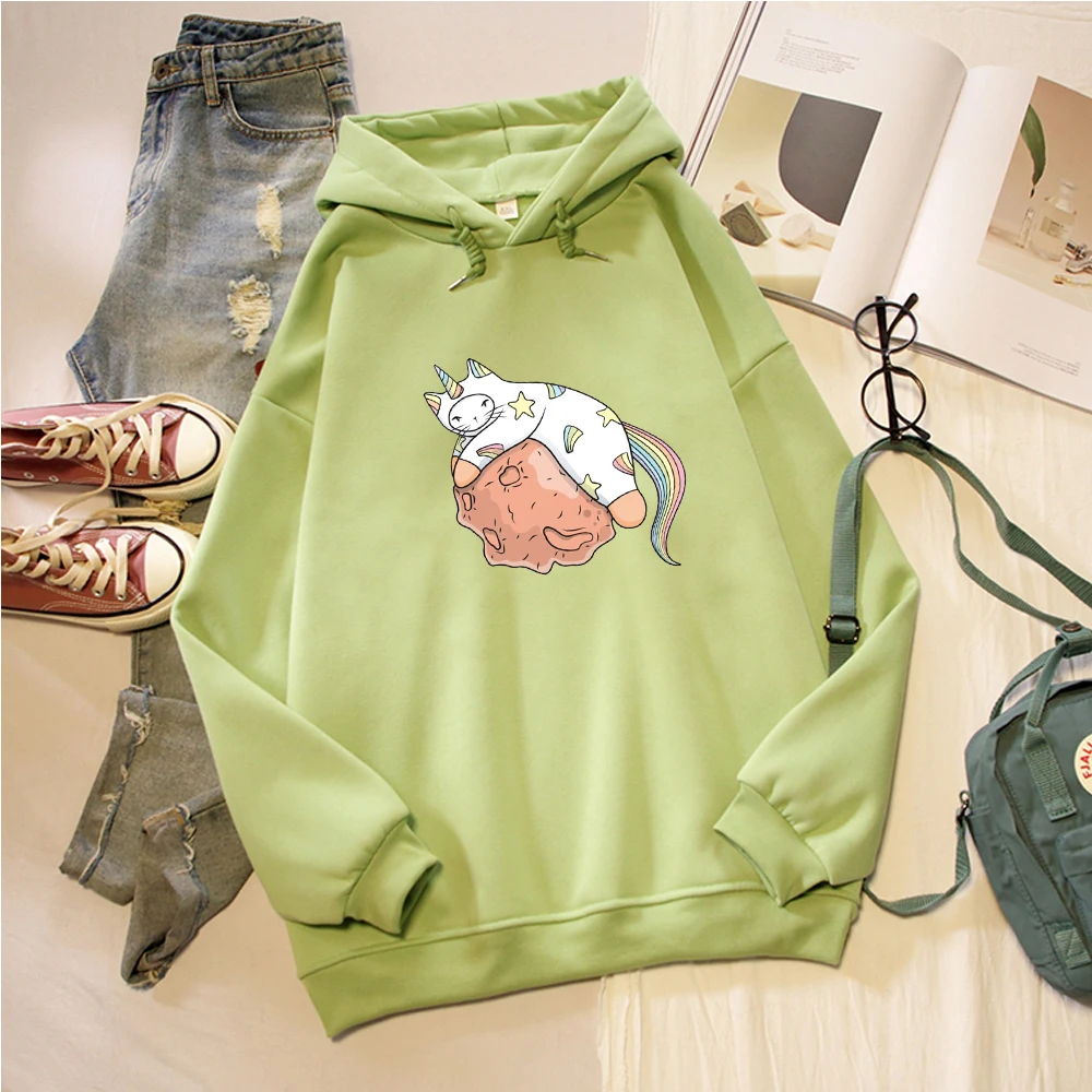 Autumn Animal Graphics Hoodies Streetwear Hoodies Women Sweatshirts Harajuku Hoodie Cute Cat Printed Loose Sweetshirts Womens