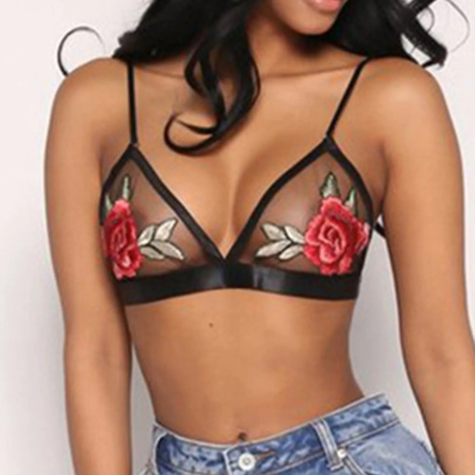 

Сексуальное нижнее белье с вышивкой, прозрачный кружевной бюстгальтер, женский бюстгальтер, женское нижнее белье, эротический костюм, женс...