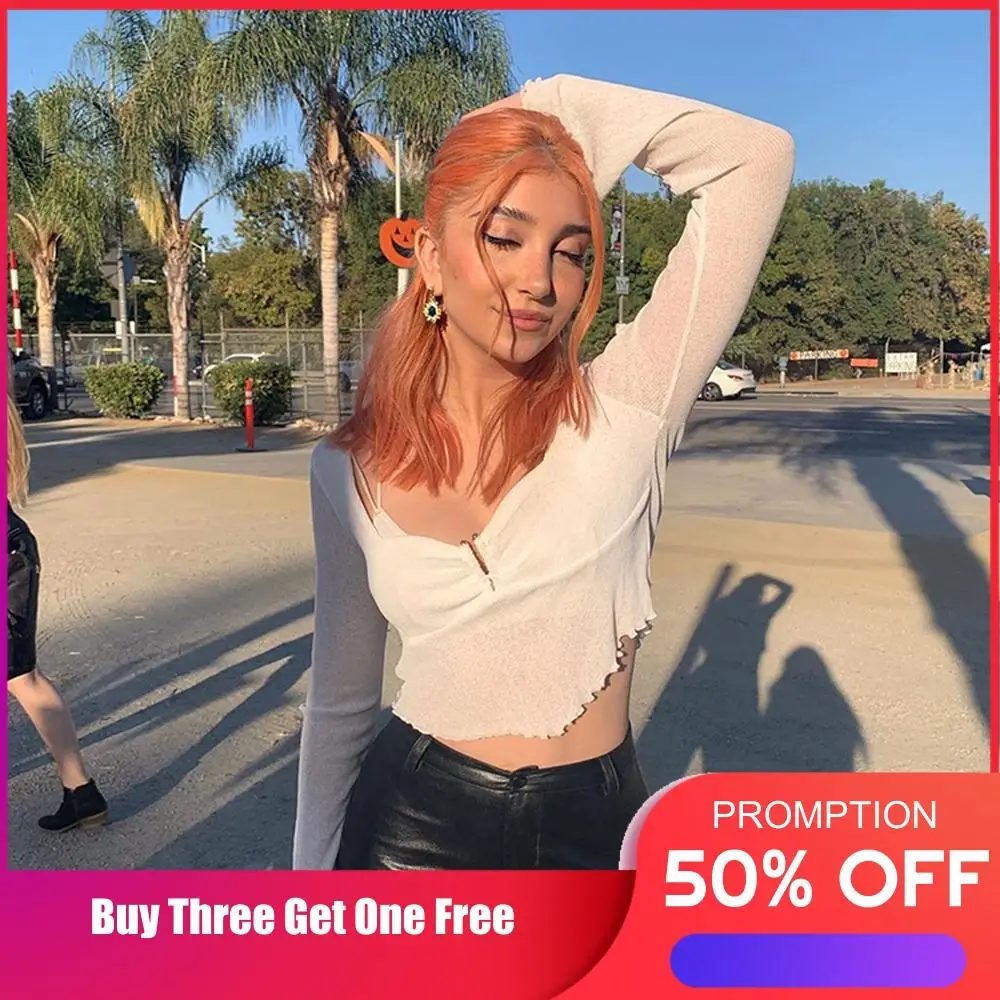 Женская блузка с длинным рукавом Three Ratels ажурная рукавом|Блузки| |