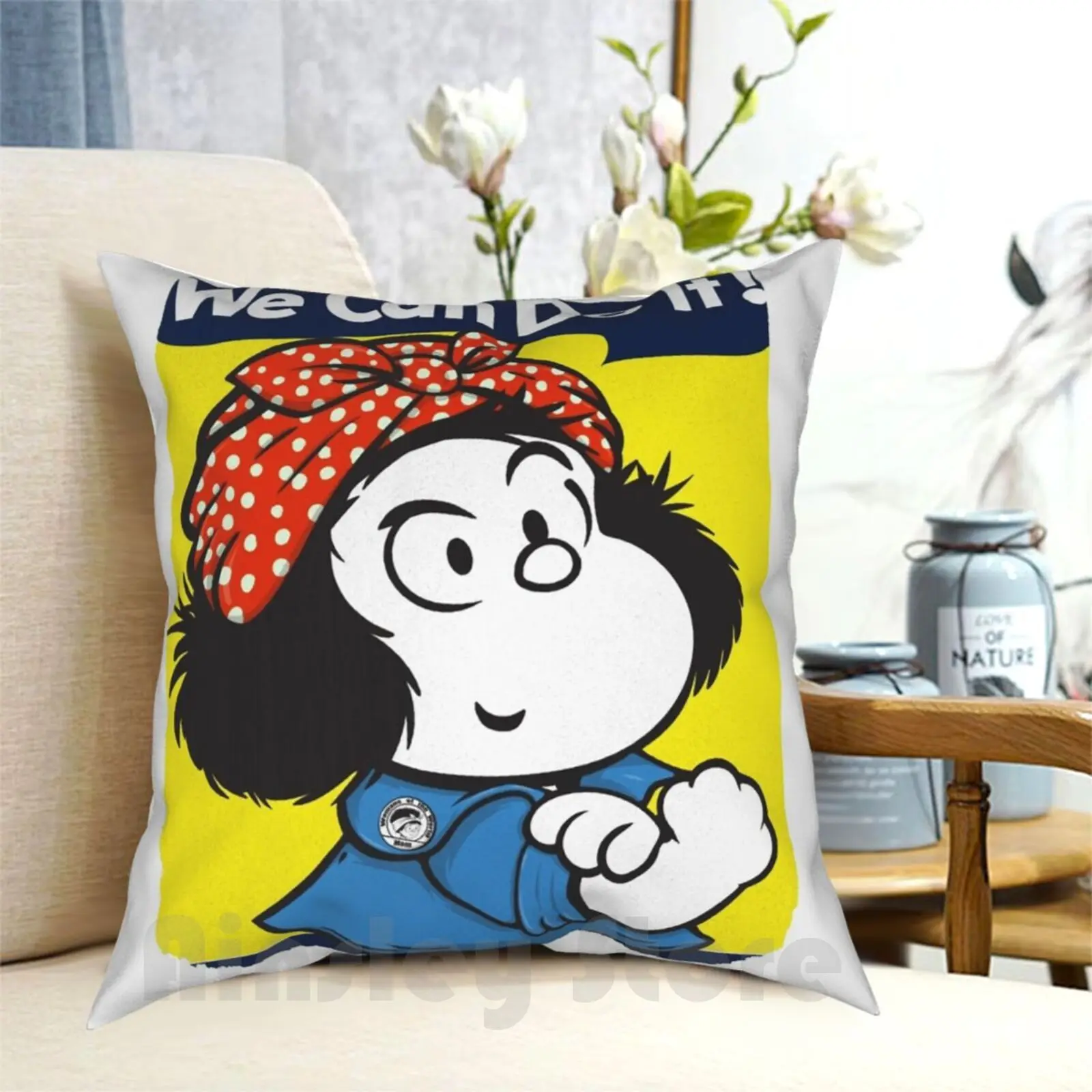 

We Can Do It! Pillow Case Printed Home Soft Throw Pillow We Can Do It Cute Mafalda Feminist Cool Cool Idea To Idea