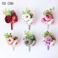 yo cho wedding silk roses red bridesmaid bracelets flowers boutonniere groomsman wedding witness marriage corsages accessories