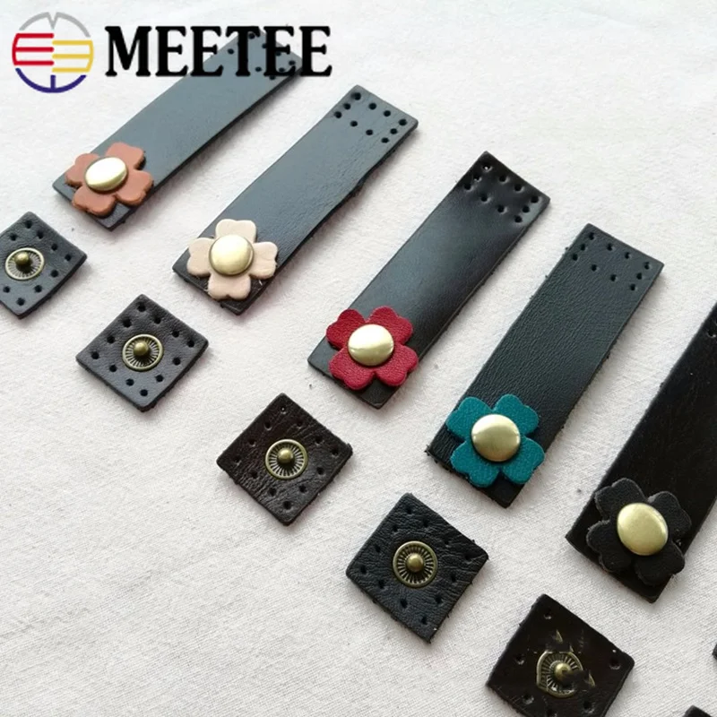 Meetee 5/10pc 2*7cm First Layer Leather Buckle DIY Patchwork Hand Wallet Notebook Clasp Snap Button Sewing Fasteners Accessories | Дом и сад