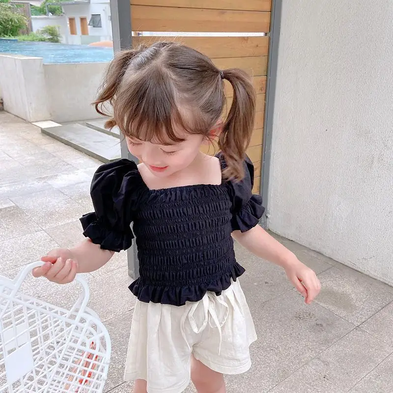

Summer Girls Princess Blouse Puff Sleeve Cotton T-shirt Toddler Baby Girl Blouse Shirts Kids Shirt Girl Tee Tops Child Clothes