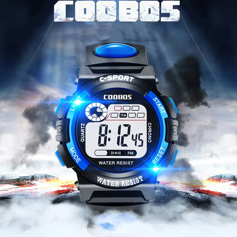 Часы дети спортивные светодиодный цифровой Водонепроницаемый часы супер