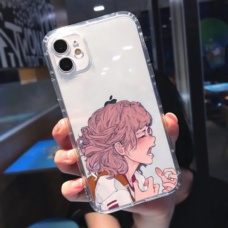 

Sad girl Phone Cases Transparent for Clear iPhone 11 12 mini pro 8 7 6 6S XS MAX Plus X 5S SE 2020 XR