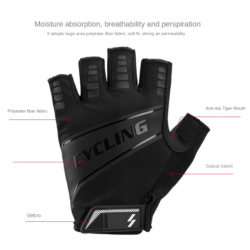

Half Finger Cycling Gloves Summer Lightweight Outdoor Sports Bicycle Gloves Shockproof Comfortable Breathable Bike Gloves