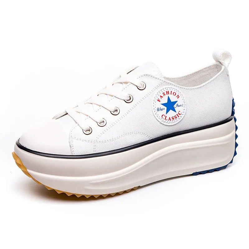 

SWONOC INS Hot Sale Canvas Sneakers For Women Platform White Shoes Vulcanize 2020 New Low Cut Flat Platform Black Sneakers Lady