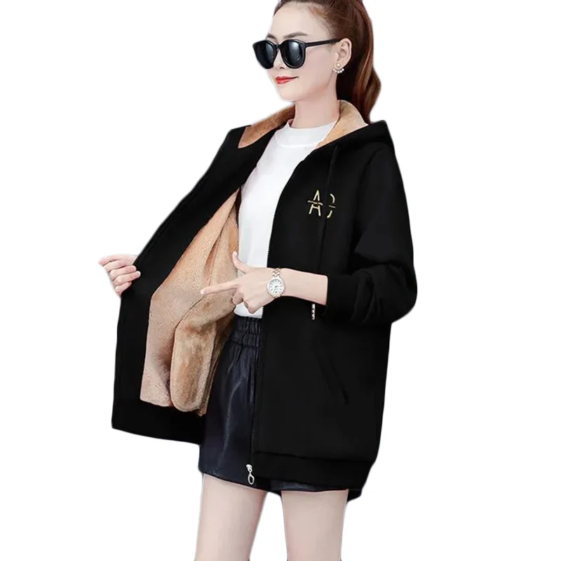 Осенне-зимний длинный свитер из искусственного бархата ягненка Женское