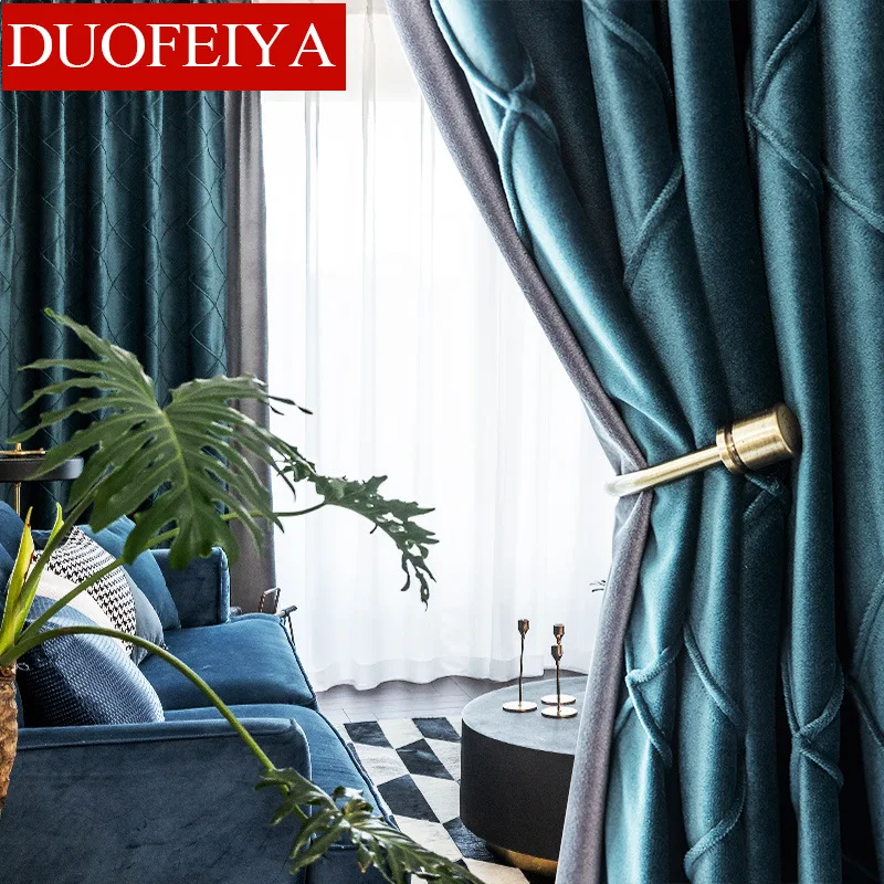 

2021 New Bedroom Study Finished Curtains Custom Nordic Wind Flannel Finished Curtains High Shading Thick Flannel Curtain Fabric