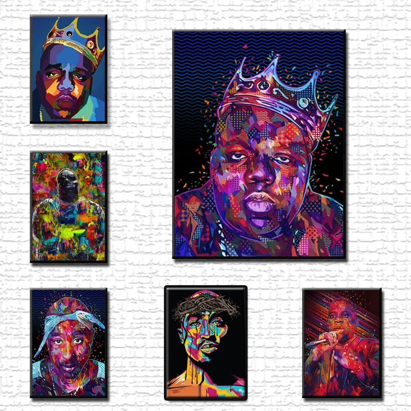 

Fashion Hip Hop Rapper Painted Abstract Art Poster Room Decoration Printed Canvas Painting Wall Decoration Frameless