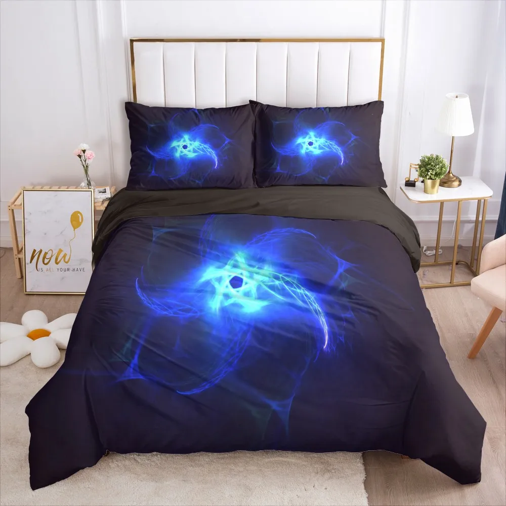 

Euro Family sets Bed linen set for home Luxury Bedding Set duvet cover 150*200 200*220 size Bedspread 7pcs blue flower