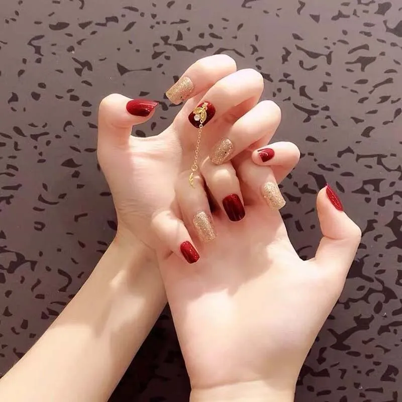 24 шт. Высокое качество короткий полное покрытие искусственные ногти с клеем