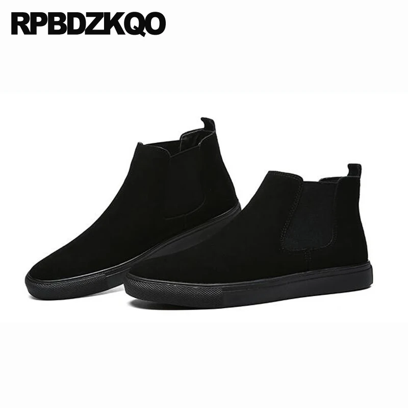 челси высокий верх полнозернистая кожа черный кроссовки батильоны осень ботинки