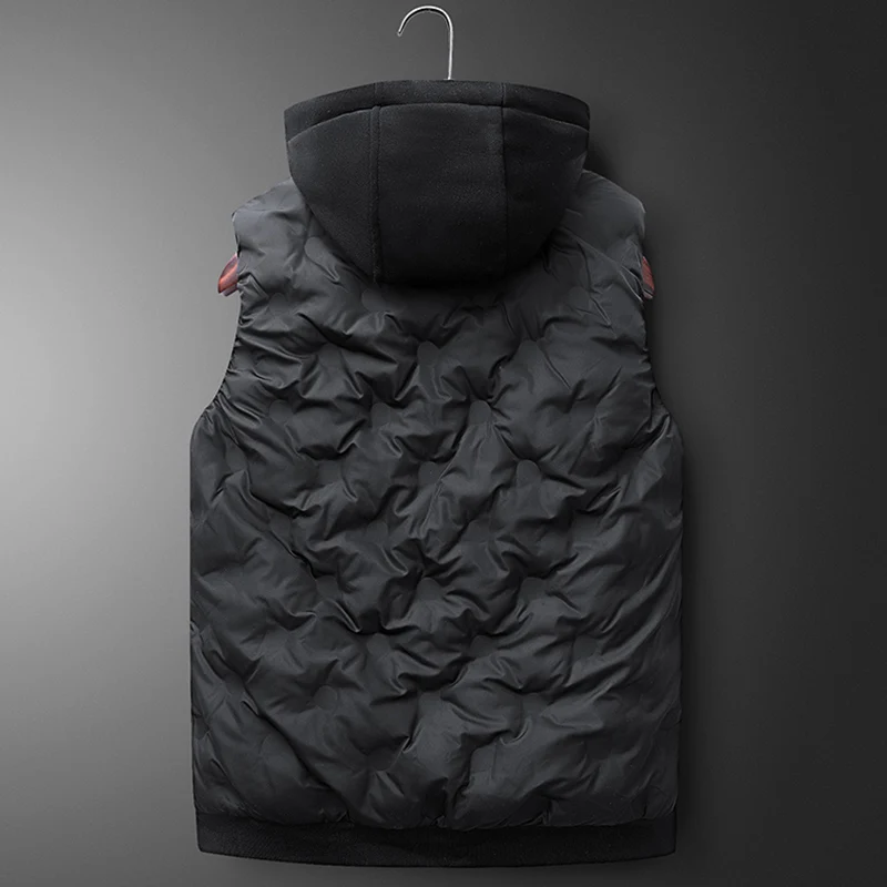 Худи жилетка без рукавов Мужская зимняя модная теплая куртка облегающий жилет