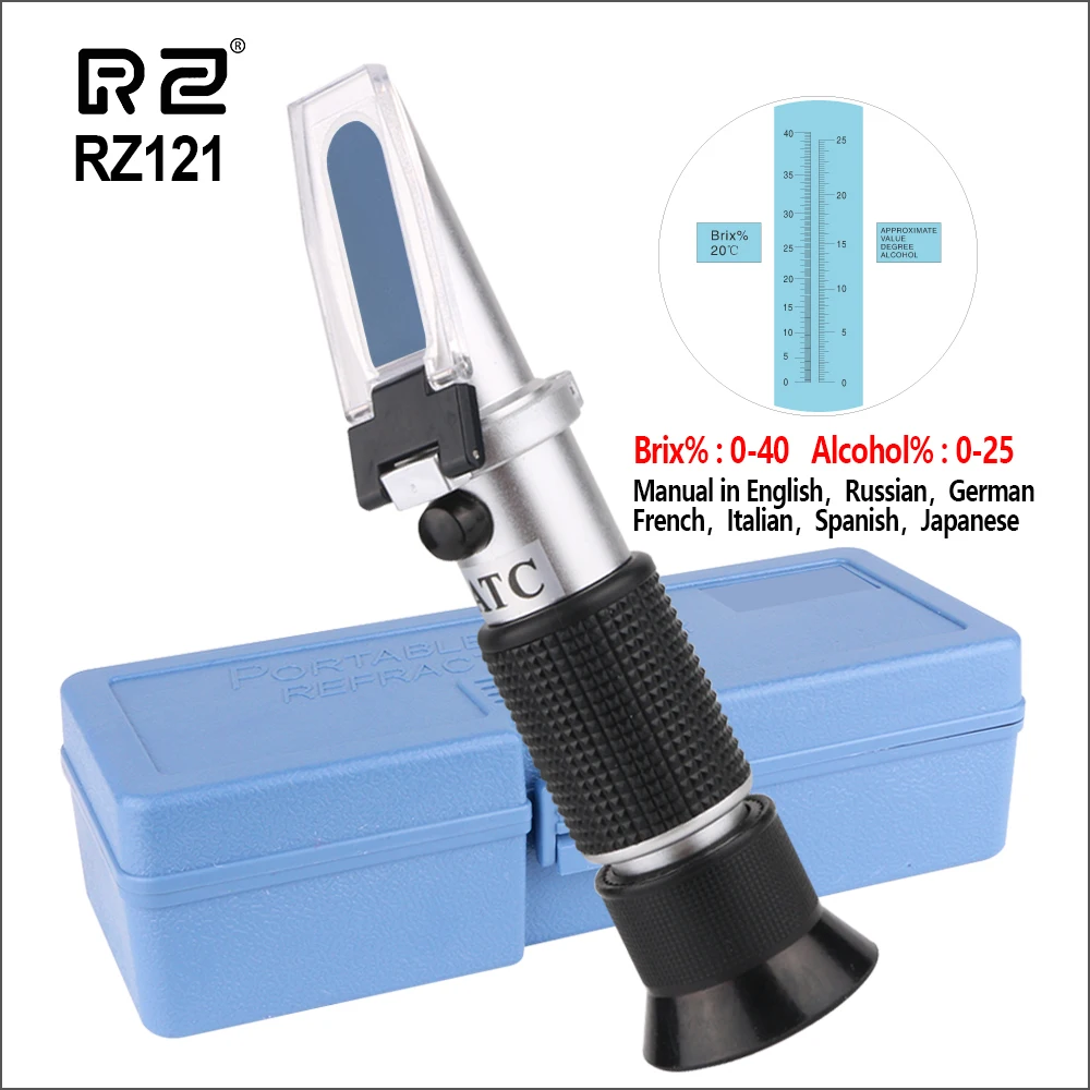 RZ121 RZ рефрактометр, с функцией определения содержания сахара Портативный Авто БРИКС 0~ 40% Спирт 0~ 25% пиво фруктовый сок вино сахар метр рефрактометр - Цвет: RZ121