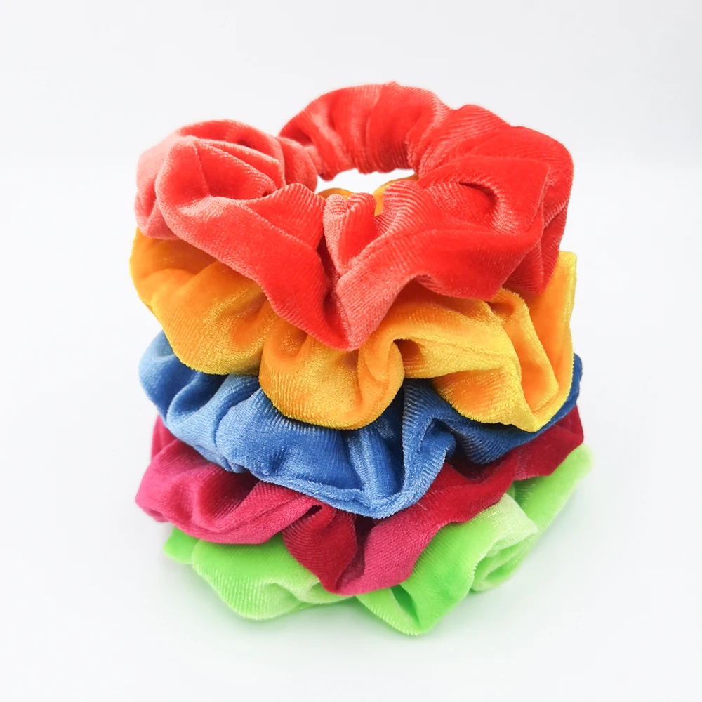 hair clip ins 5PCS/Set Velvet Scrunchies Elastic Rubber Hair Bands Women Girls Soft Solid Headbands Ponytail Holder Hair Rope Tie Accessories hair ties for women