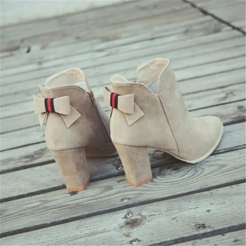 Женские ботинки из флока ботильоны на весну и осень женские для вечевечерние в