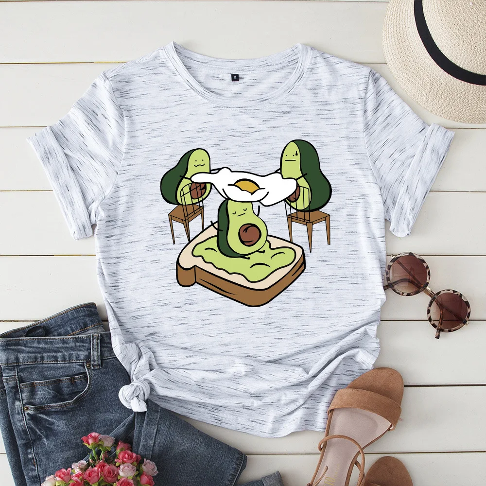 Футболка женская дышащая с коротким рукавом и принтом авокадо 100% хлопок | Женская