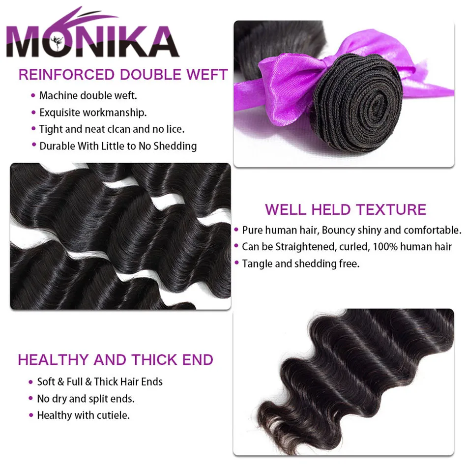 Monika свободная глубокая волна пряди камбоджийские волосы не Реми человеческие